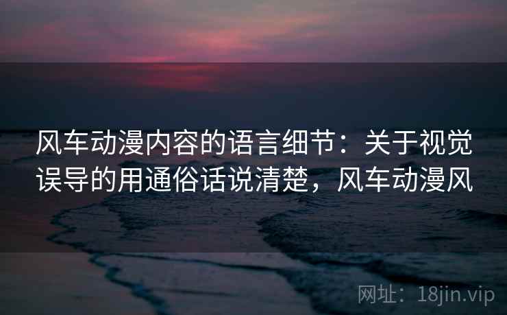 风车动漫内容的语言细节：关于视觉误导的用通俗话说清楚，风车动漫风